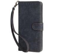LMFULM® Case for HMD Skyline (TA-1688, TA-1600) (6.55 Inch) PU Leather Case Magnetic Phone Protective Cover with Stand Holster Anti-Theft Brush Wallet Retro Scrub Black