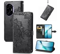 LMFULM® Case for Honor 300 AMM-AN00 (6.7 Inch) PU Leather Cover Magnetic Wallet Case Phone Protective Case Mandala Embossing Design Stent Function Flip Case Black