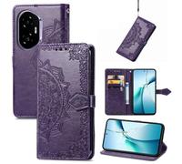 LMFULM® Case for Honor 300 AMM-AN00 (6.7 Inch) PU Leather Cover Magnetic Wallet Case Phone Protective Case Mandala Embossing Design Stent Function Flip Case Purple