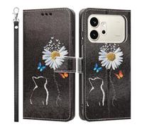 LMFULM® Case for Honor 600/600 Pro VKJ-NX9 (6.57 Inch) PU Leather Cover Lanyard Wallet Phone Protective Case Daisy Cat Pattern Stand Function Book Style Holster