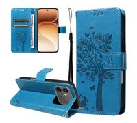 LMFULM® Case for Honor 600/600 Pro VKJ-NX9 (6.57 Inch) PU Leather Cover Wallet Phone Protective Case Embossing Tree and Cat Pattern Stand Flip Case Holster Case Blue