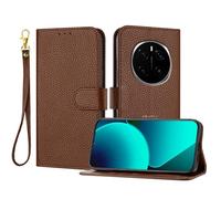 LMFULM® Case for Honor Magic 7 PTP-AN00 (6.78 Inch) PU Leather Cover Magnetic Lanyard Wallet Phone Protective Case Litchi Print Stent Holster Flip Case Brown