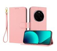 LMFULM® Case for Honor Magic 7 PTP-AN00 (6.78 Inch) PU Leather Cover Magnetic Lanyard Wallet Phone Protective Case Litchi Print Stent Holster Flip Case Pink