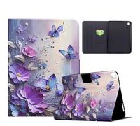 LMFULM® Case for Honor Pad 10 HEY3-W00 (12.1 Inch) PU Leather Protective Case Wallet with Sleep/Wake Stand Shell Flip Cover Holster Purple Butterfly Pattern