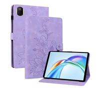 LMFULM® Case for Honor Pad X7 (8.7 Inch) PU Leather Protective Shell Wallet with Stand Case Flip Cover Holster Lotus Print Purple
