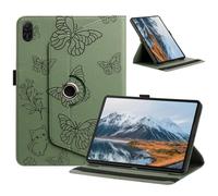 LMFULM® Case for Honor Pad X8a / X8b / X9 NDL-W09 (11 Inch) PU Leather Case Protective Shell with 360° Rotating Stand Case Flip Cover Holster Butterfly Pattern Green