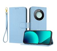 LMFULM® Case for Honor X60 / X9c Smart BRC-AN00 (6.8 Inch) PU Leather Cover Magnetic Lanyard Wallet Phone Protective Case Litchi Print Stent Holster Flip Case Blue
