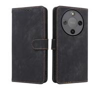 LMFULM® Case for Honor X70 / X9d (MTN-AN00, MTN-NX1) (6.79 Inch) PU Leather Case Magnetic Phone Protective Cover with Stand Holster Anti-Theft Brush Wallet Retro Scrub Black