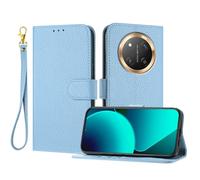 LMFULM® Case for Honor X9c / X60 Pro BRP-AN00 (6.8 Inch) PU Leather Cover Magnetic Lanyard Wallet Phone Protective Case Litchi Print Stent Holster Flip Case Blue