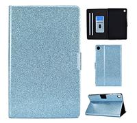 LMFULM® Case for Lenovo Tab M10 3rd Gen TB-328F (10.1 Inch) PU Leather Case Protective Shell with Sleep/Wake Stand Shining Flip Cover Glitter Sparkle Blue