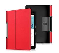 LMFULM® Case for Lenovo Yoga Smart Tab YT-X705F (10.1 Inch) PU Leather Case Slim Lightweight Smart Shell With Tri-Fold Stand Flip Cover Holster Red