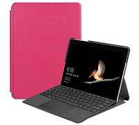 LMFULM® Case for Microsoft Surface Go (10 Inch) PU Magnetic Leather Cover Custer Design Stent Function Flip Cover Compatible with Type Cover Keyboard Case for Microsoft Surface Go Rose Red
