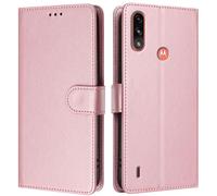 LMFULM® Case for Motorola Moto E7 Power/ E7i Power (6.5 Inch) PU Leather Case Magnetic Phone Protective Cover Wallet Stand Cover Flip Case Holster Rose Gold
