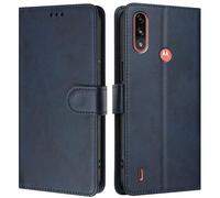 LMFULM® Case for Motorola Moto E7 Power/ E7i Power (6.5 Inch) PU Leather Case Magnetic Phone Protective Cover Wallet Stand Cover Flip Case Holster Blue