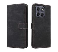 LMFULM® Case for Motorola Moto G67/ G77 XT2621 (6.78 Inch) PU Leather Case Magnetic Phone Protective Cover with Stand Holster Anti-Theft Brush Wallet Retro Scrub Black