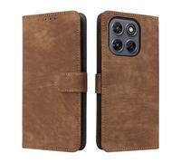 LMFULM® Case for Motorola Moto G67/ G77 XT2621 (6.78 Inch) PU Leather Case Magnetic Phone Protective Cover with Stand Holster Anti-Theft Brush Wallet Retro Scrub Brown