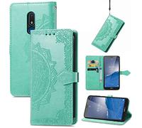 LMFULM® Case for Nokia C3 (5.99 Inch) PU Leather Cover Magnetic Wallet Case Phone Protective Case Mandala Embossing Design Stent Function Flip Case Green
