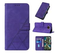 LMFULM® Case for Nokia X10 / X20 (6.67 Inch) PU Leather Cover Magnetic Wallet Case Phone Protective Case Triangle Print Stent Function Flip Case Purple