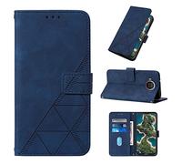 LMFULM® Case for Nokia X10 / X20 (6.67 Inch) PU Leather Cover Magnetic Wallet Case Phone Protective Case Triangle Print Stent Function Flip Case Blue