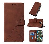 LMFULM® Case for Nokia X10 / X20 (6.67 Inch) PU Leather Cover Magnetic Wallet Case Phone Protective Case Triangle Print Stent Function Flip Case Brown