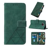 LMFULM® Case for Nokia X10 / X20 (6.67 Inch) PU Leather Cover Magnetic Wallet Case Phone Protective Case Triangle Print Stent Function Flip Case Green
