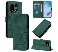 LMFULM® Case for OnePlus 15 (CPH2747, CPH2745, PLK110) (6.78 Inch) PU Leather Cover Magnetic Wallet Case Phone Protective Case Triangle Print Stent Function Flip Case Green