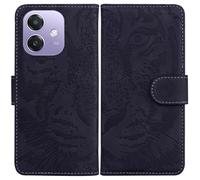 LMFULM® Case for Oppo A3 / A3x / A40 / A40M / A5i / A5X / A60 (6.67 Inch) PU Leather Cover Magnetic Wallet Case Phone Protective Case Tiger Print Stent Function Flip Case Black