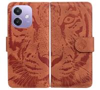 LMFULM® Case for Oppo A3 / A3x / A40 / A40M / A5i / A5X / A60 (6.67 Inch) PU Leather Cover Magnetic Wallet Case Phone Protective Case Tiger Print Stent Function Flip Case Brown