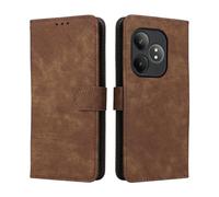 LMFULM® Case for Realme GT 6/ GT 6T/ GT Neo 6 (6.78 Inch) PU Leather Case Magnetic Phone Protective Cover with Stand Holster Anti-Theft Brush Wallet Retro Scrub Brown