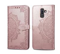 LMFULM® Case for Samsung Galaxy J8 2018 / SM-J810F (6.0 Inch) PU Leather Cover Magnetic Phone Case Mandala Embossing Design Stent Function Flip Leather for Galaxy J8 Rose Gold
