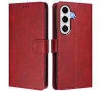 LMFULM® Case for Samsung Galaxy S25 FE/SM-S731 (6.7 Inch) PU Leather Case Magnetic Phone Protective Cover Wallet Stand Cover Flip Case Holster Red