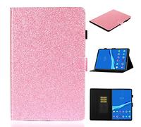 LMFULM® Case for Samsung Galaxy Tab A8 / X200/X205 (10.5 Inch) PU Leather Magnetic Glitter Sparkle Cover Shining Protective Shell with Sleep/Wake Stand Case Flip Cover Holster Pink