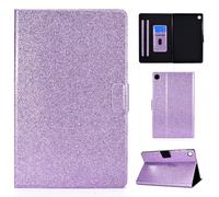 LMFULM® Case for Samsung Galaxy Tab A9 / SM-X110/X115 (8.7 Inch) PU Leather Case Protective Shell with Auto Sleep/Wake Stand Shining Flip Cover Glitter Sparkle Purple