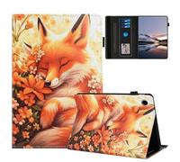 LMFULM® Case for Samsung Galaxy Tab A9 SM-X110 / X115 (8.7 Inch) PU Leather Protective Case Wallet with Sleep/Wake Stand Shell Flip Cover Holster Arctic Fox Pattern