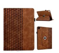 LMFULM® Case for Samsung Galaxy Tab A9+ SM-X210 / X216 (10.5 Inch) PU Leather Protective Shell with Sleep/Wake and 360° Rotation Stand Case Flip Cover Holster Building Block Print Brown