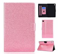 LMFULM® Case for Samsung Galaxy Tab A9+ / SM-X210/X216 (11 Inch) PU Leather Case Protective Shell with Auto Sleep/Wake Stand Shining Flip Cover Glitter Sparkle Pink