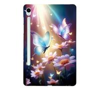 LMFULM® Case for Samsung Galaxy Tab S10 FE SM-X520/X526 (10.9 Inch) Thin Slim Fit Tablet Case Soft TPU Protective Case Anti Slip Shockproof Bumper Back Cover Butterfly Love Flower Pattern