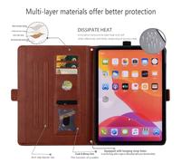 LMFULM® Case for Samsung Galaxy Tab S10 Lite/SM-X400/X406 (10.9 Inch) PU Leather Cover Slim Lightweight Pocket Button Style Protective Shell With Stand Business Wallet Holster Brown