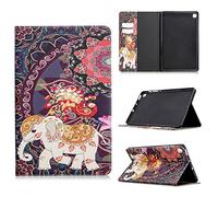 LMFULM® Case for Samsung Galaxy Tab S6 Lite/SM-P610N (10.4 Inch) PU Leather Case Protective Shell Smart Case with Stand Case Flip Cover Holster Elephant Totem