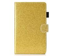 LMFULM® Case for Samsung Galaxy Tab S7 SM-T870/T875 (11 Inch) PU Leather Magnetic Glitter Sparkle Cover Shining Case Smart Protective Shell with Sleep/Wake Stand Case Flip Cover Holster Gold