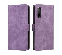 LMFULM® Case for Sony Xperia 10 II XQ-AU51/ XQ-AU52/ SO-41A (6.0 Inch) PU Leather Case Magnetic Phone Protective Cover with Stand Holster Anti-Theft Brush Wallet Retro Scrub Purple