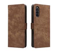 LMFULM® Case for Sony Xperia 10 III SO-52B/ SOG04/ XQ-BT52 (6.0 Inch) PU Leather Case Magnetic Phone Protective Cover with Stand Holster Anti-Theft Brush Wallet Retro Scrub Brown