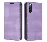 LMFULM® Case for Sony Xperia 10 IV XQ-CC54/ XQ-CC72/ SOG07 (6.0 Inch) PU Leather Case Magnetic Adsorption Phone Protective Cover with Stand Retro Holster Anti-Theft Brush Wallet Lavender