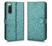 LMFULM® Case for Sony Xperia 10 IV XQ-CC54/ XQ-CC72/ SOG07 (6.0 Inch) PU Leather Case Magnetic Phone Protective Cover with Stand Wallet Holster Polka Dot Texture Green