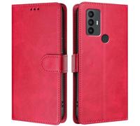 LMFULM® Case for TCL 30 SE 6165H (6.52 Inch) PU Leather Case Magnetic Phone Protective Cover Wallet Stand Cover Flip Case Holster Rose Red