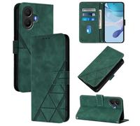LMFULM® Case for TCL K70 5G T522A (6.75 Inch) PU Leather Cover Magnetic Wallet Case Phone Protective Case Triangle Print Stent Function Flip Case Green