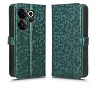 LMFULM® Case for Tecno Camon 20 Premier CK9n (6.67 Inch) PU Leather Case Magnetic Phone Protective Cover with Stand Wallet Holster Polka Dot Texture Green