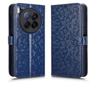 LMFULM® Case for Tecno Camon 40 Premier CM8 (6.67 Inch) PU Leather Case Magnetic Phone Protective Cover with Stand Wallet Holster Polka Dot Texture Blue