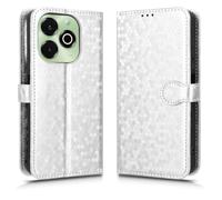 LMFULM® Case for Umidigi G9x 5G/ G100x (6.9 Inch) PU Leather Case Magnetic Phone Protective Cover with Stand Wallet Holster Polka Dot Texture Silver
