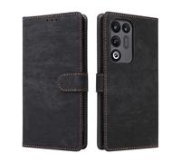 LMFULM® Case for ZTE Nubia RedMagic 11 Air NX799J (6.85 Inch) PU Leather Case Magnetic Phone Protective Cover with Stand Holster Anti-Theft Brush Wallet Retro Scrub Black
